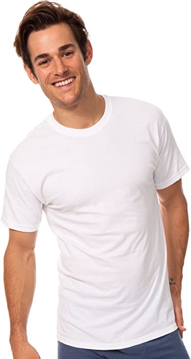 Hanes Ultimate mens Control Crew Neck - Multiple Packs Available undershirts, White 6 Pack, Large US