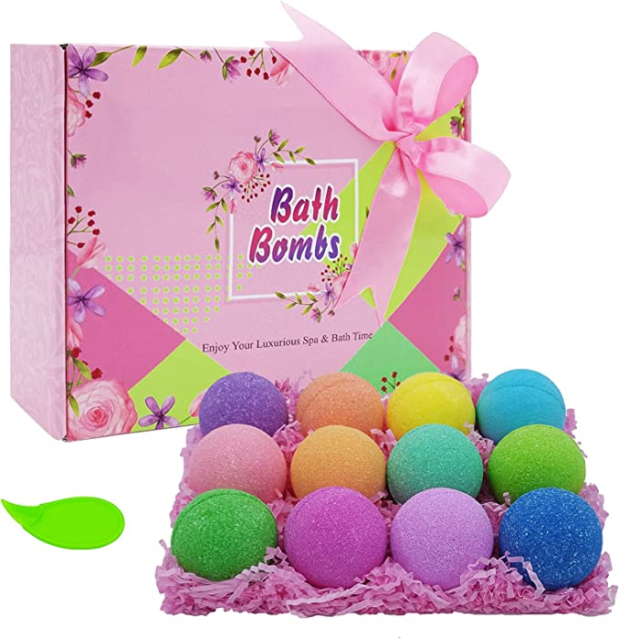 Bath Bombs Gift Set 12 Pcs Aromatherapy Bath Balls Crafted Fizzes Skin Moisturize Bubble Spa Bath Best Idea for Loved Ones On Thanks, Bath Bombs for Birthday, Mother’s Day, Father’s Day