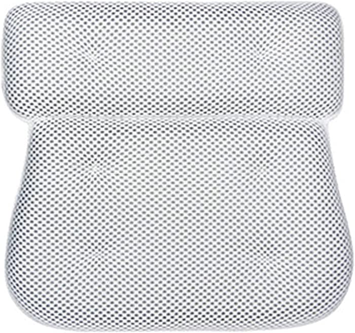 XXIOJUN Bath Pillow with Suction Cups,3D Mesh Bath Cushion for Head and Neck,Fits All Type Bathtub for Home Hot Tub Spa (Color : White, Size : 37x35x5cm)