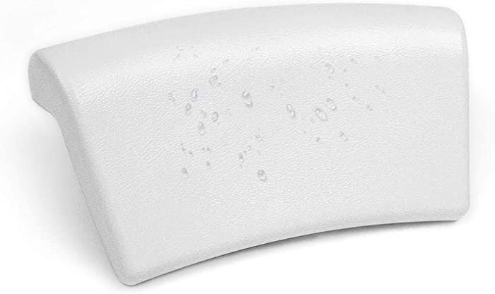 FJZFXKZL Bath Pillow, Anti Slip Head Rest Ergonomic Soft Home Comfortable Bathtub Spa Bath Cushion Bath Cushion Neck Support Suction Cup PU Leather Bath Decor (Farbe : White)