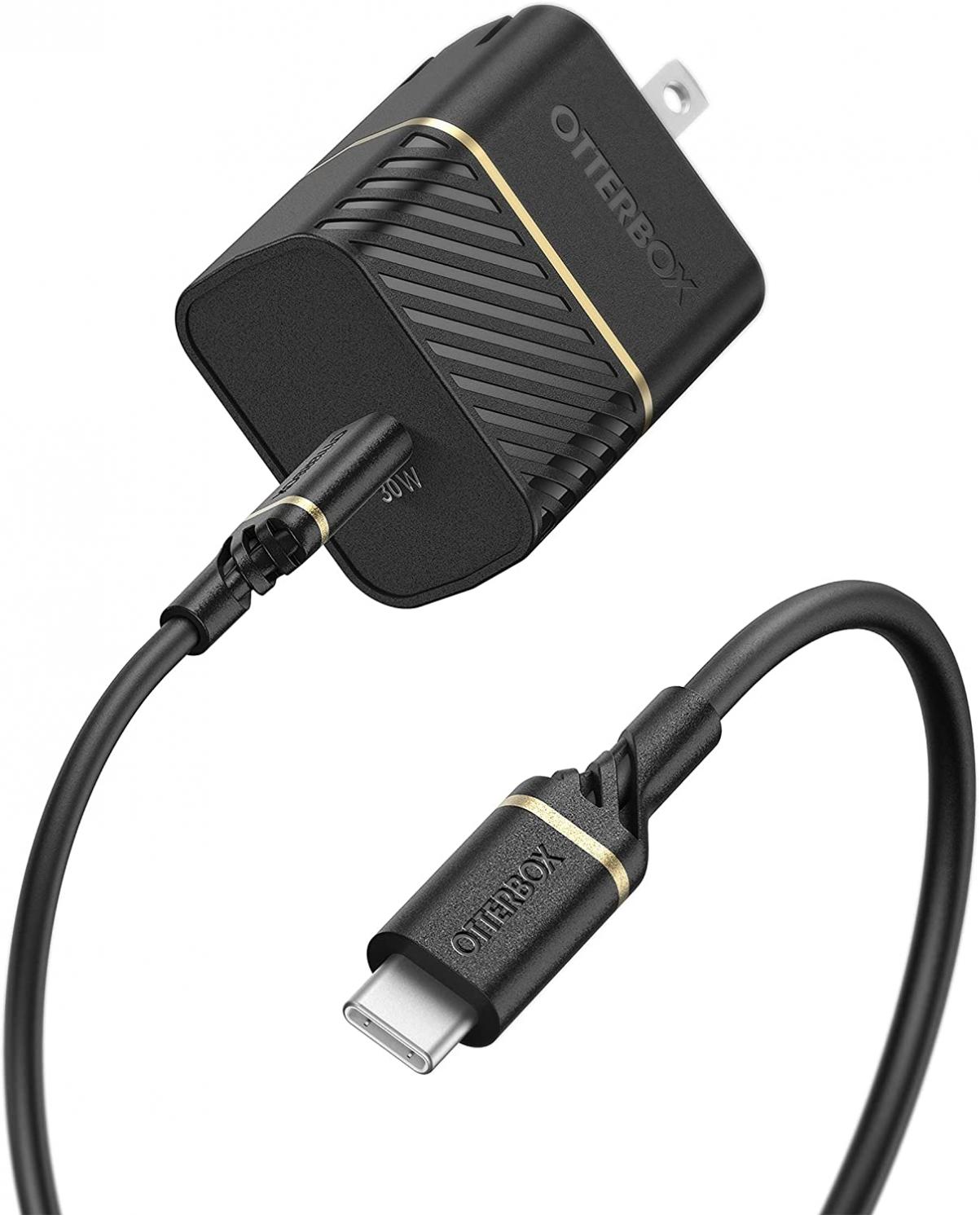 OtterBox USB-C Wall Charger, 30W + OtterBox USB C-C 1M Cable - Black Shimmer