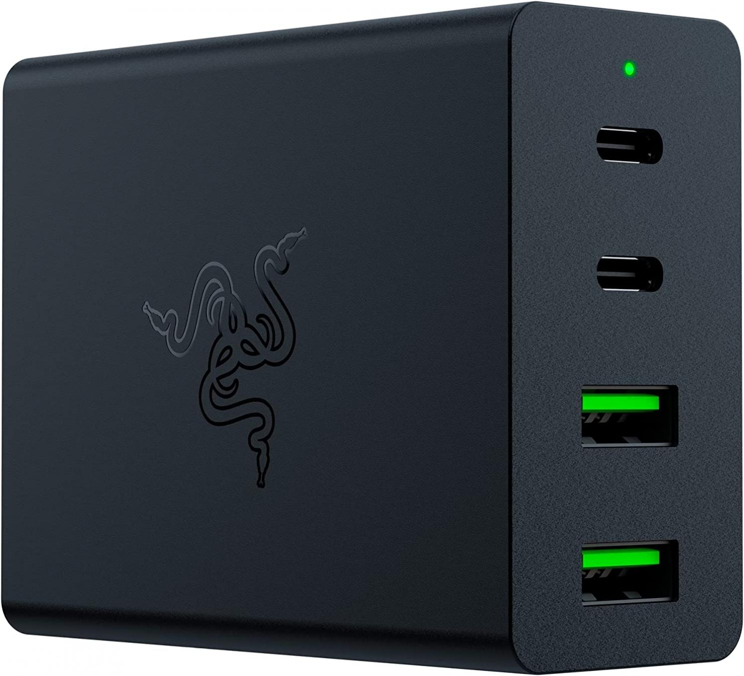 Razer USB-C 130W GaN Charger Portable Powerhouse: Small and Mighty - Charge Up-to-4 Devices - Faster Charging - Mobility in Mind - Safer Power Delivery - Black