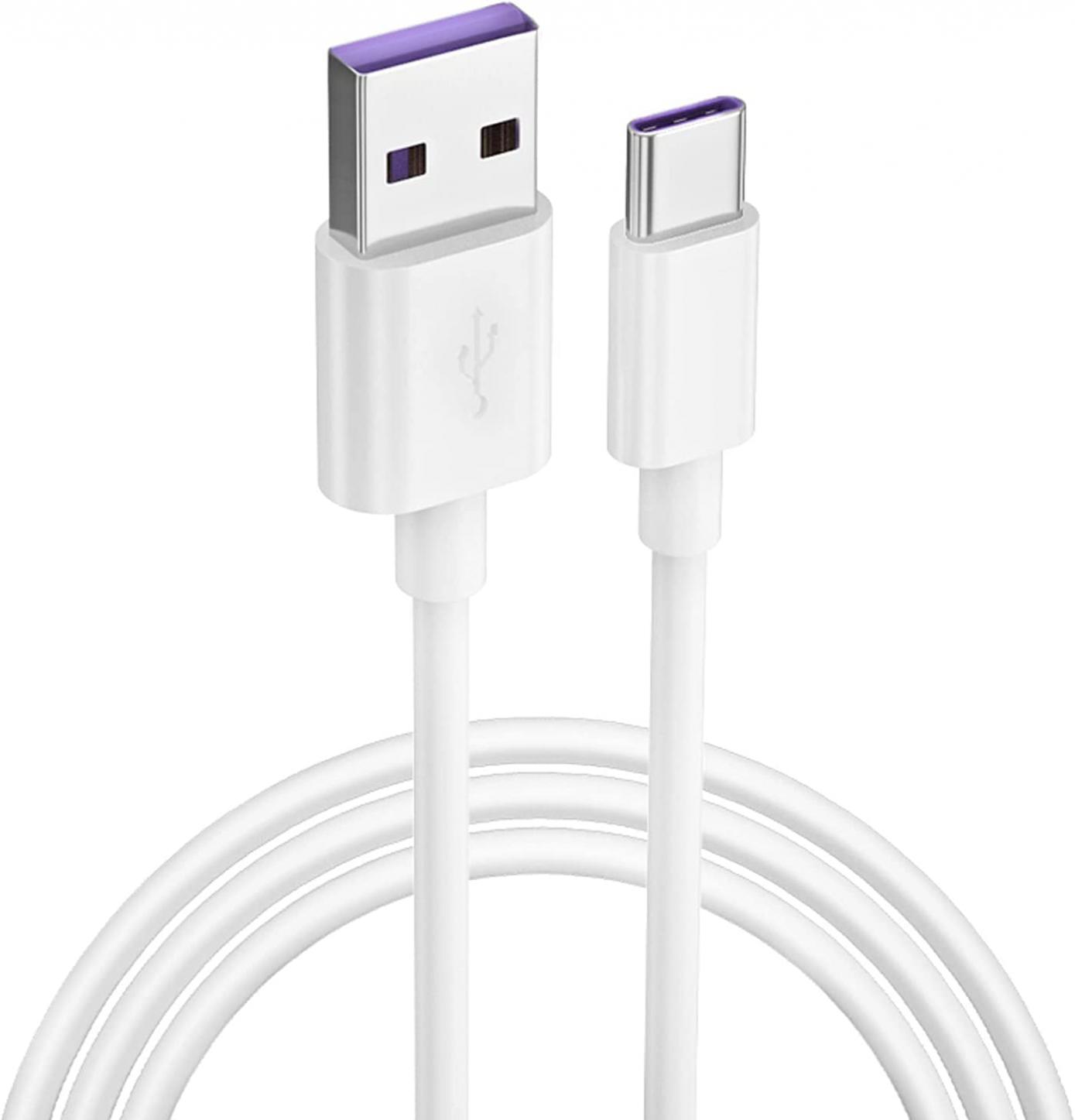 ZUKUN USB Cable, 1-Pack, 6 ft, Type C Charger Premium TPE USB C Cable, USB A to Type C Fast Charge 3A, USB 3.0, USB Charging Cable 6ft, White