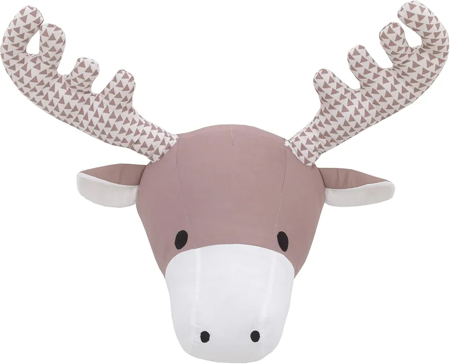 NoJo Brown and White Moose Plush Head Wall Décor