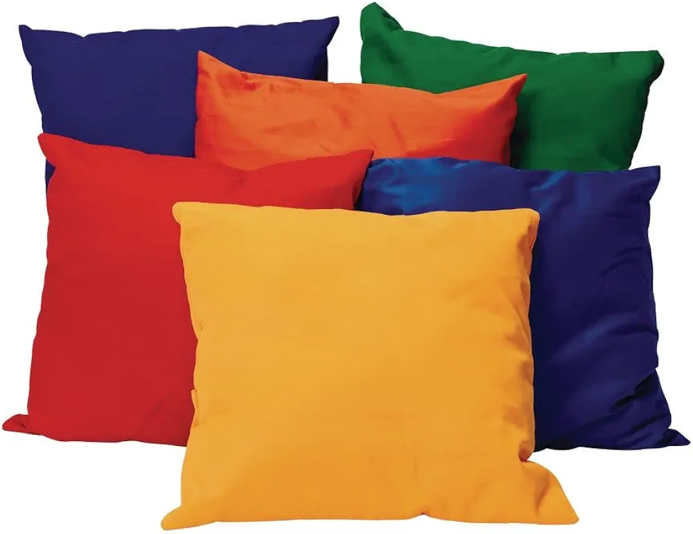 Environments 20 inch Square Bright Pillows Set of 6, Washable Throw Pillows, Create Soft and Cozy Areas in Preschools, Classrooms, Daycares and Playrooms