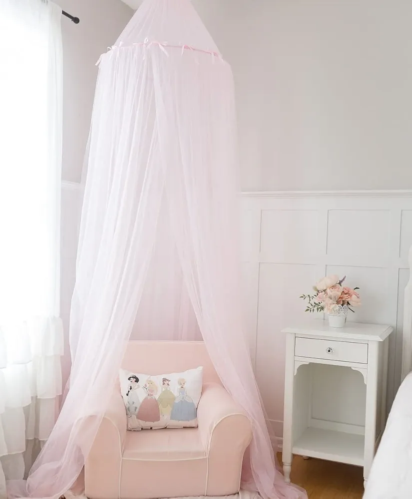 Jenn & Joos Pink Princes Bed Canopy for Girls - Pink Kids Canopy for Bed - Bed Netting Canopy for Girls - Hanging Reading Nook Canopy for Girls Room - Little Girls Canopy for Queen Bed