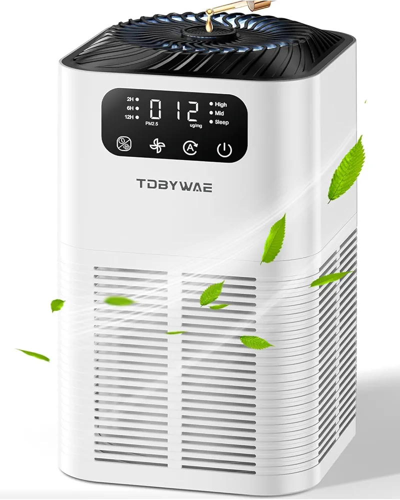 Air Purifiers for Home, TDBYWAE Air Purifiers for Large Room Up to 1076Ft², H13 True HEPA Filter with Fragrance Sponge, 25dB Quiet Air Purifiers for Bedroom Smoke Pet Dander Dust Pollen Odor, White