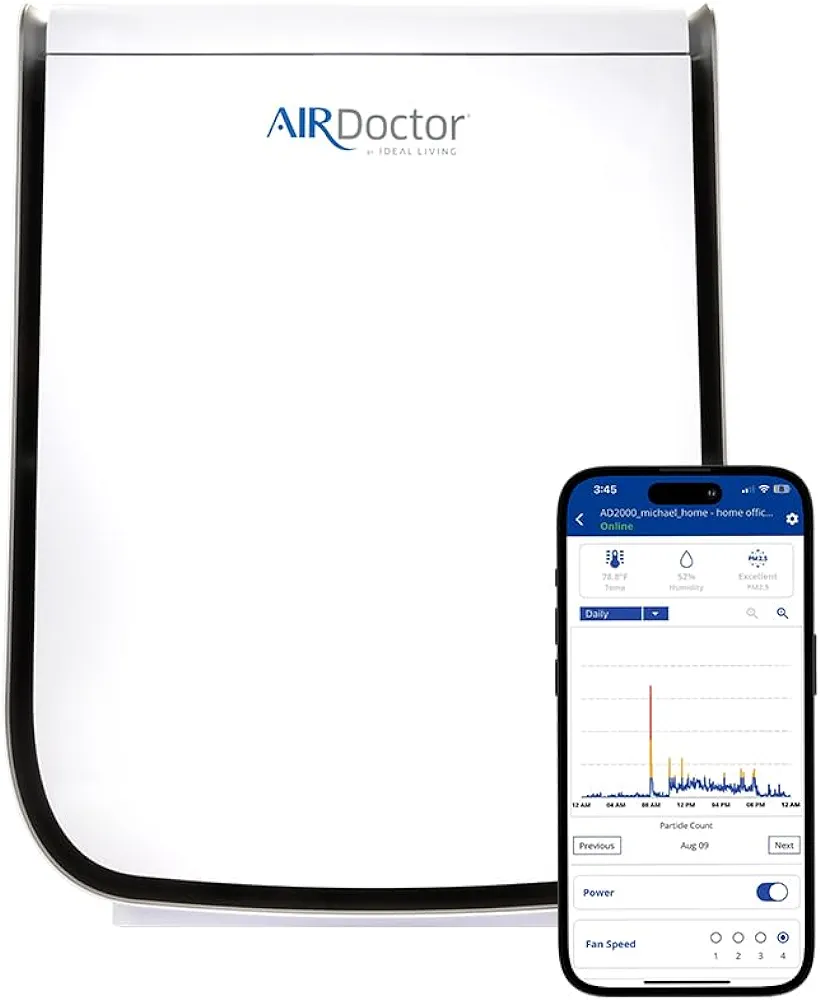 AIRDOCTOR 2000i SMART Air Purifiers for Small Rooms & Medium/Small Bedrooms. 3 Stage Filtration with Pre-Filter, UltraHEPA, Carbon/VOC (AirDoctor 2000i Smart)