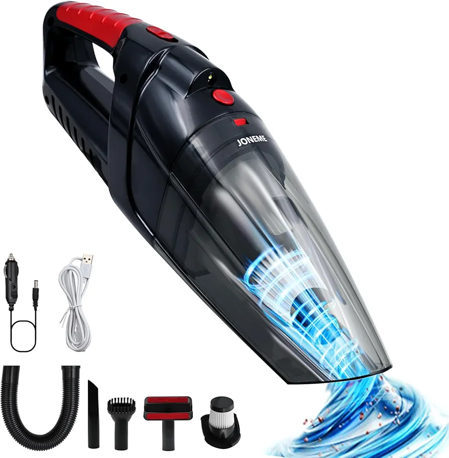 Handheld Vacuum Cordless Rechargeable with 2 Using Cables,9000PA Small Vacuum Cordless Cleaner for Car,Portable Wireless Car Vacuum Cleaner,Hand Vacuum with 2 Washable Filters