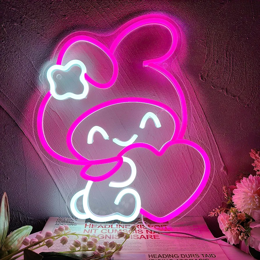 Melody Neon Sign Anime Neon Sign for Wall Decor Janpanese Neon Light for Bedroom Wall Decor Game Room Decor Livingroom Decor for Kids, Anime Gifts for Teens (Melody)