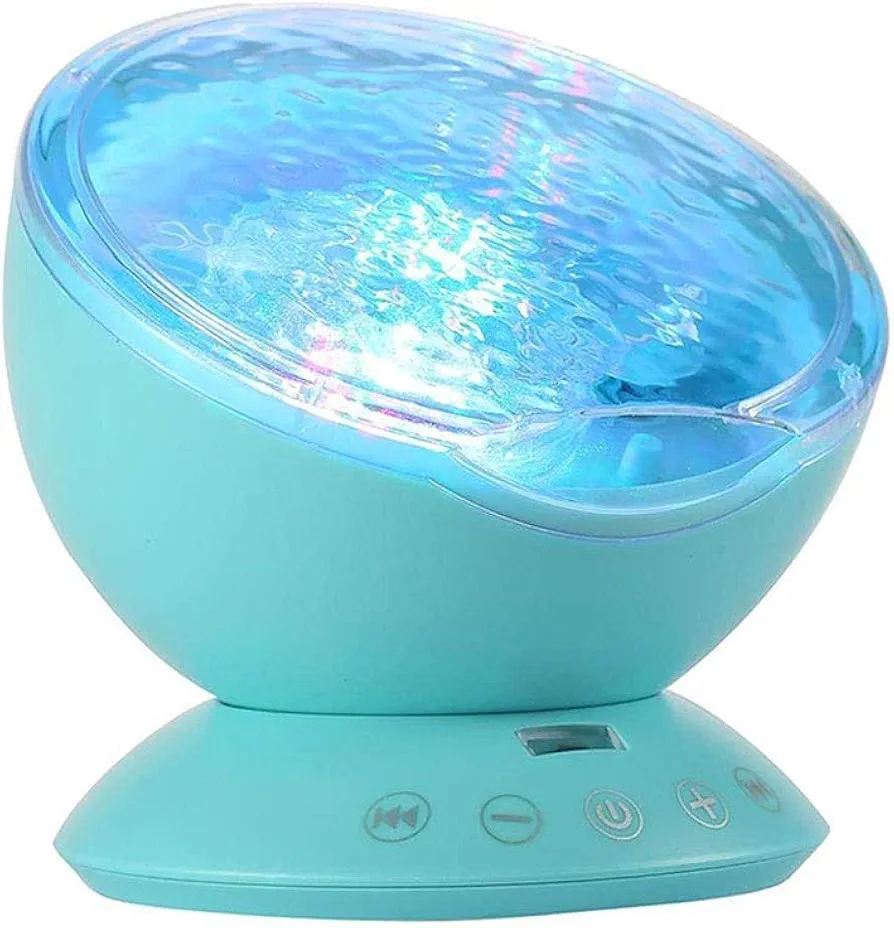 Night Light Projector, Ocean Wave Night Light for Kids Room, Remote and Timer, 7 Light Modes and Bulit-in Sound Machine, Mermaid Decor Birthday Christmas Gifts (Blue)