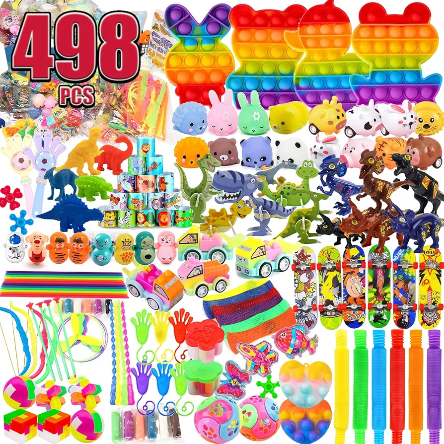 498 PCS Premium Party Favors for 3-10 ages Kids,Assortment Party Toys,Goody Bag Fillers,Classroom Prizes,Treasure Box Stuffers,Birthday Gift Toy,Pinata Stuffers,Carnival Prizes for Boys And Girls