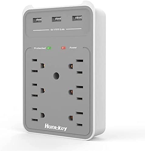 Huntkey 6 AC Outlets Surge Protector with 3 USB Charging Ports 3.4 Amp, SMD607