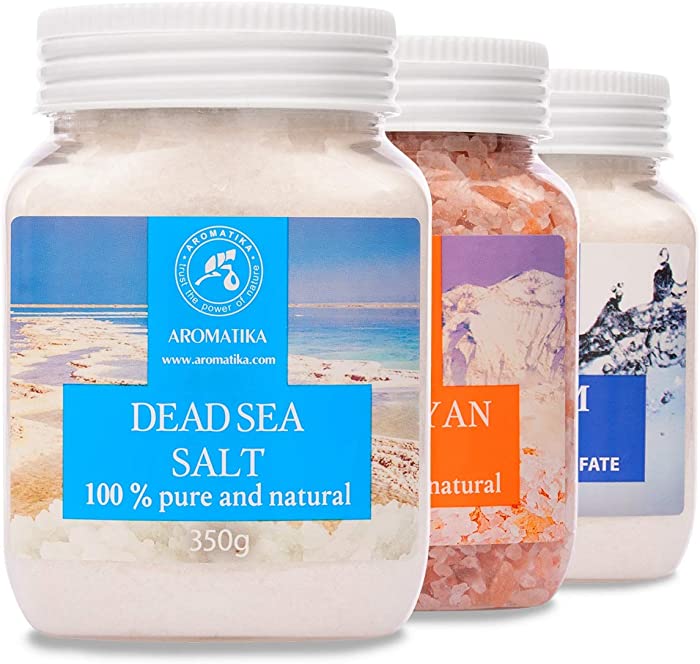 Bath Salts Set 42 oz - Epsom Salt - Himalayan Pink Salt - Dead Sea Salt - 100% Pure & Natural - Best for Good Sleep - Beauty - Bathing - Body Care - Wellness - Relax - Aromatherapy - Spa