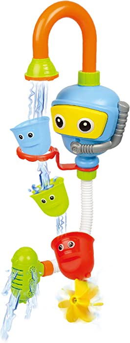 Hey Kiddo Children’s Robot Diver Bath Tub Toy -- Water Spraying Pump Action Fountain