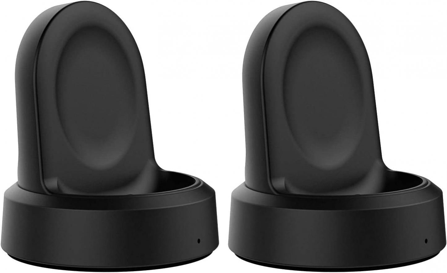 MoKo Charger Dock fit Samsung Galaxy Watch 42mm/46mm, 2PCS Portable Magnetic Charging Replacement Charging Stand Adapter Station Cradle Holder Fit Samsung Galaxy Watch SM-R810/SM-R815/SM-R800 - Black