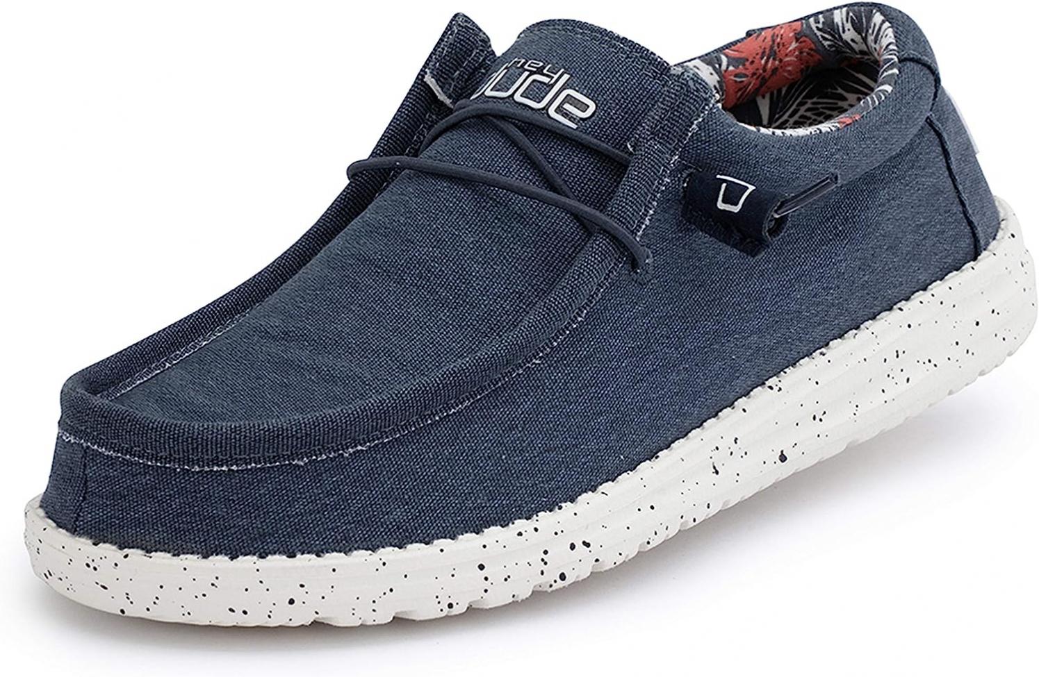 Hey Dude Men's Wally Stretch | Men’s Shoes | Men's Lace Up Loafers | Comfortable & Light-Weight