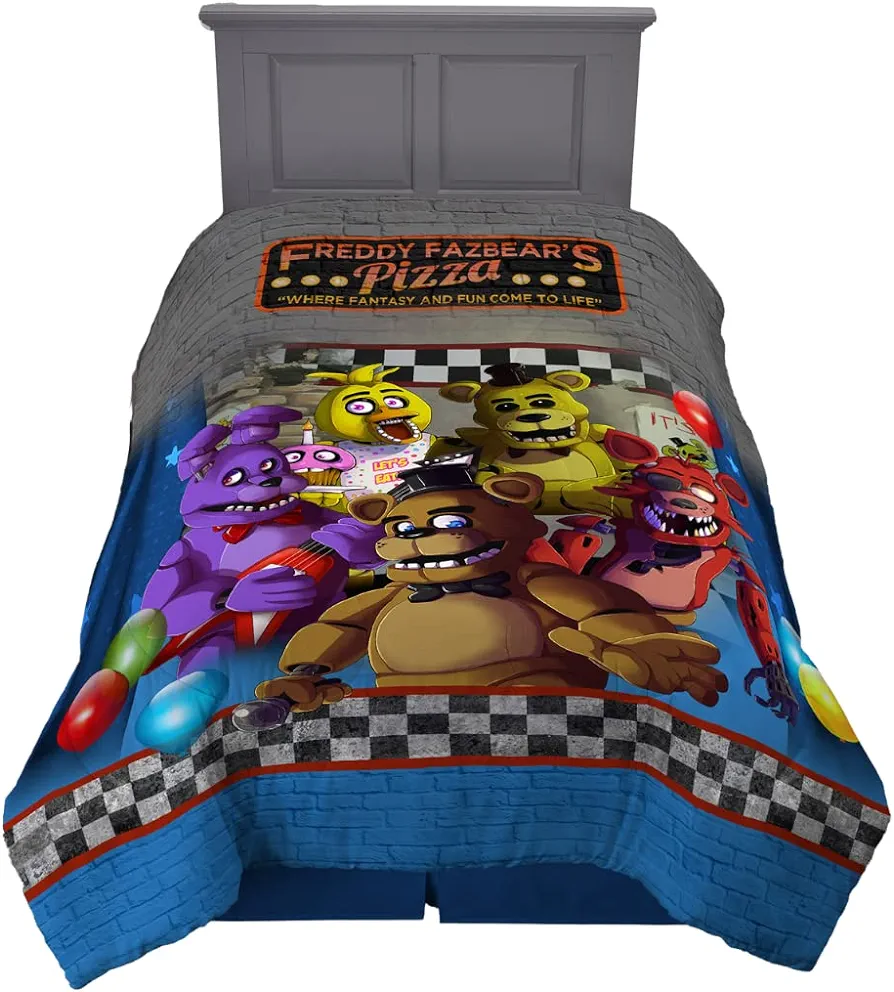 Franco Five Nights at Freddy's Game Bedding Soft Microfiber Twin Size Comforter, (100% Officially Licensed Five Nights at Freddy's Product)