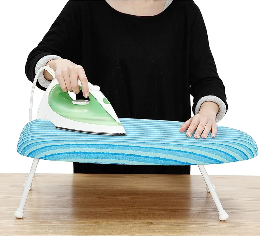 24x14in Tabletop Small Ironing Board with Foldable Legs, Portable Iron Board with Extra Wide Countertop, Mini Ironing Board for Sewing, Craft Room, Dorm, Small Spaces, RV, Travel, Blue