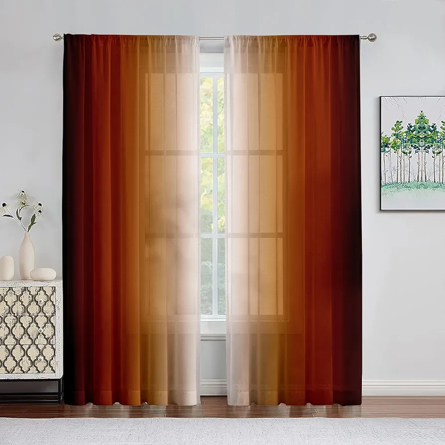 Burnt Orange Curtains 84 Inch Length for Living Room 2 Panel Set Burnt Orange and Black White Window Treatment Curtains Lavender Ombre Gradient Light Filtering Curtains Modern Abstract Drapes