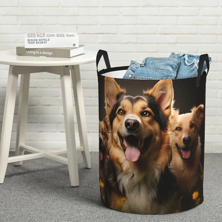 Large Laundry Basket Pet Dogs Laundry Hamper Collapsible Laundry Baskets Freestanding Waterproof Laundry Bag for Bedroom Bathroom Laundry Room