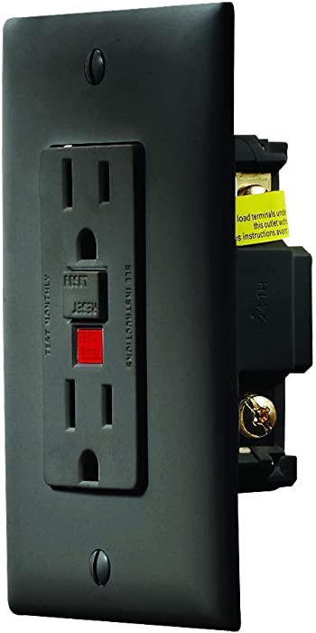 RV Designer S807, Dual Outlet GFCI with Cover Plate, Black, AC Electrical