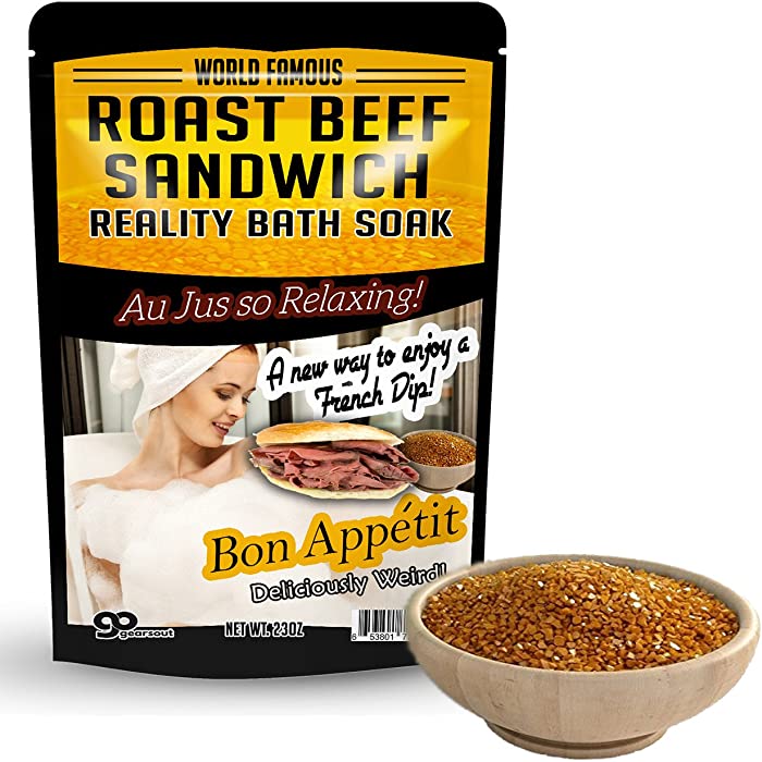 Roast Beef Sandwich Bath Soak – Amber Bath Salts Luxury Bath Funny Girlfriend Gifts for Best Friends Bath and Body Gifts for Men Sea Salts Funny Spa Gifts for Men Weird Gifts Au Jus French Dip