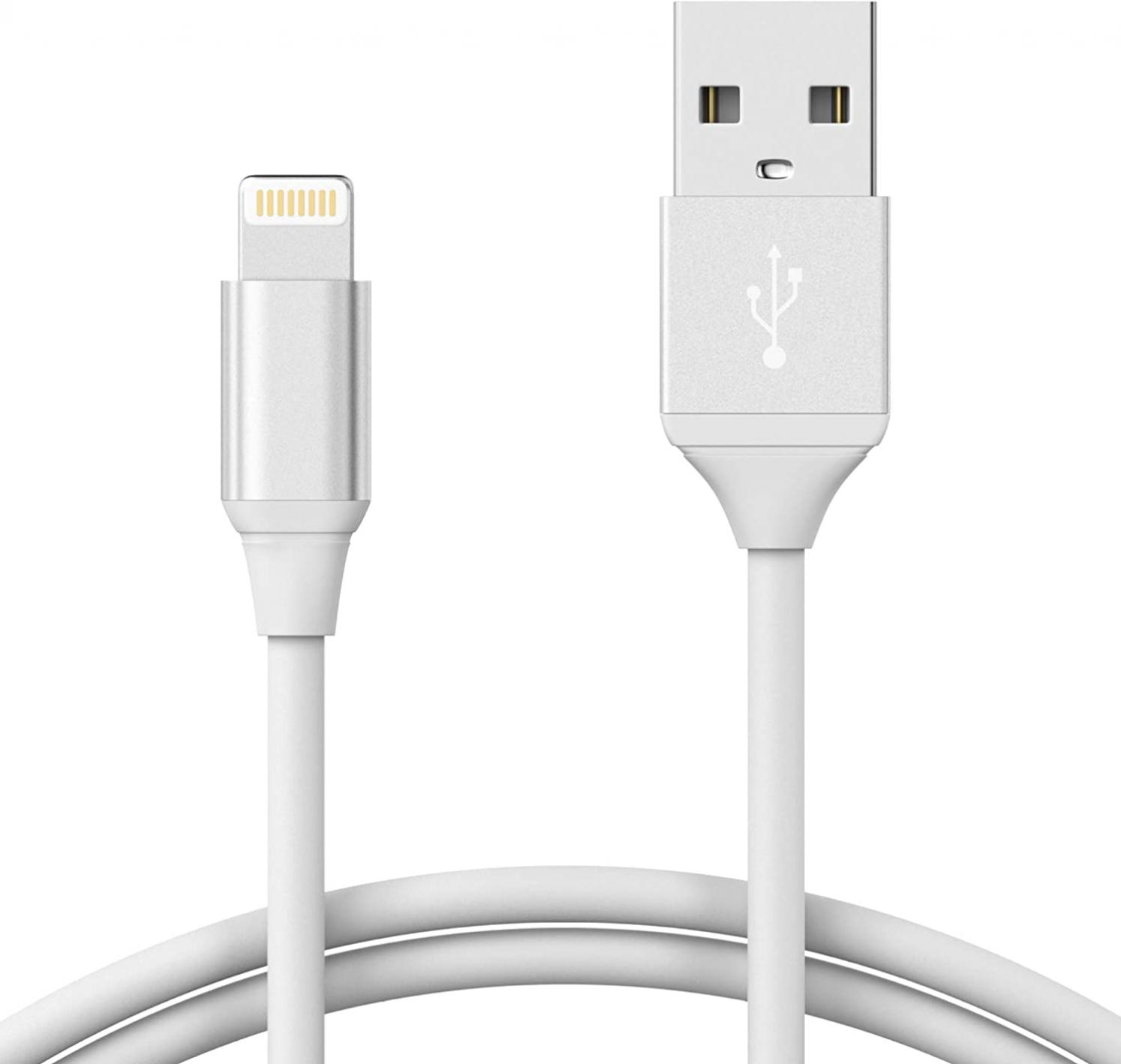 TalkWorks iPhone Charger Lightning Cable 4ft Short Strain Relief Heavy Duty Cord MFI Certified for Apple iPhone 12, 12 Pro/Max, 12 Mini, 11, 11 Pro/Max, XR, XS/Max, X, 8, 7, 6, 5, SE, iPad - White