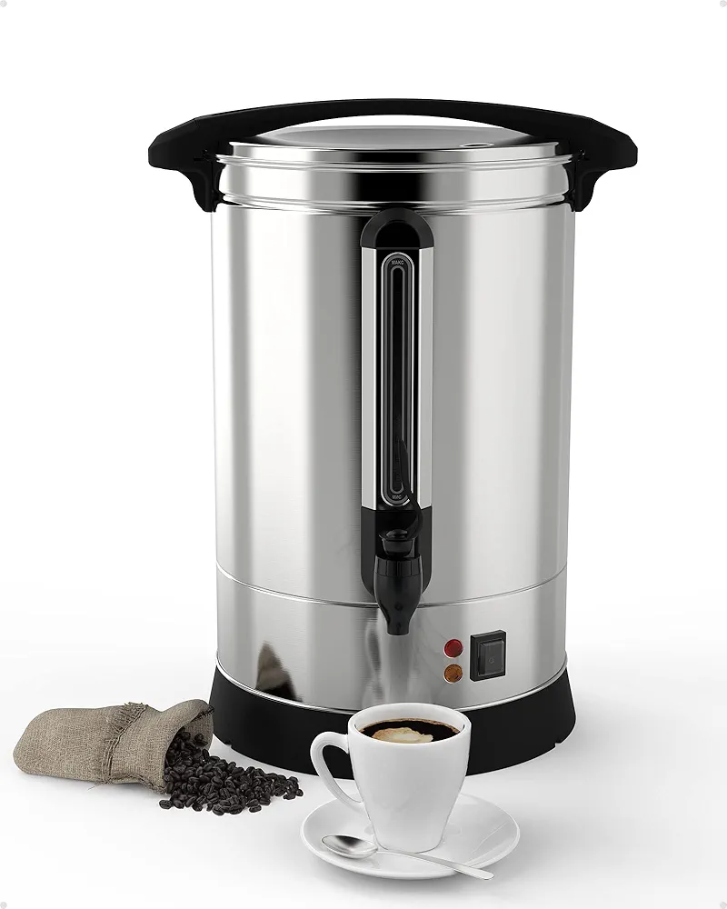 100 Cup Stainless Steel Coffee Urn, Large Capacity Commercial Coffee Maker Perfect for Church, Meeting rooms, Lounges, and Other Large Gatherings-14L