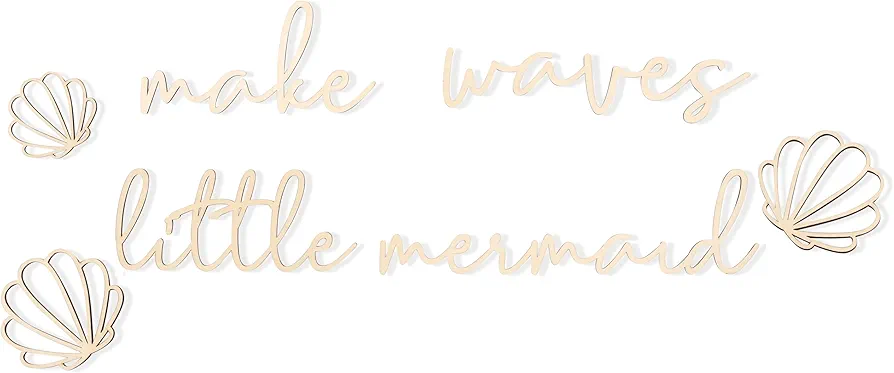 Lettering Wood Make Waves Little Mermaid - Plywood Words Sign for Wall Art, Photo Prop Make Waves Little Mermaid, Nursery Wall Art, Wooden Word Text Art (Make Waves Little Mermaid)