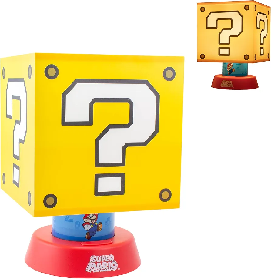 Paladone Super Mario Icon Lamp with 3 Brightness Settings and Auto Shut Off, Nintendo Game Merchandise and Themed Bedside Decor for Kids