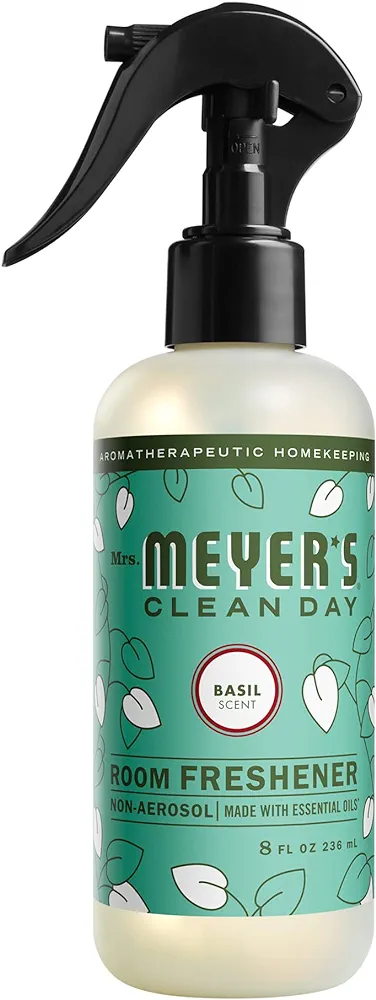 MRS. MEYER'S CLEAN DAY Room and Air Freshener Spray, Non-Aerosol Spray Bottle Infused with Essential Oils, Basil, 8 fl. oz