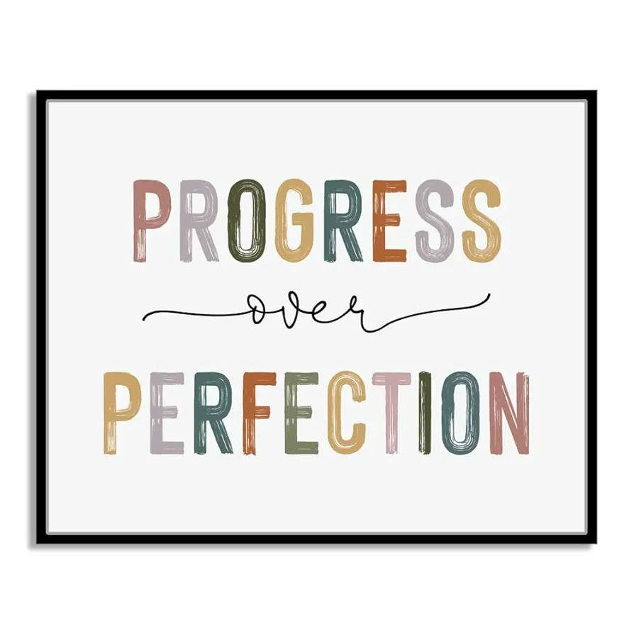 Progress Over Perfection Print, Classroom Decor, Kids Motivational, Inspirational Office Decor, Kid's Room Decor, Teacher Gift, Boho Classroom Wall Art, Unframed (8X10 INCH)