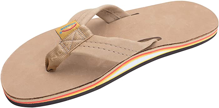 Rainbow Sandals Men's Leather Single Layer Wide Strap with Arch