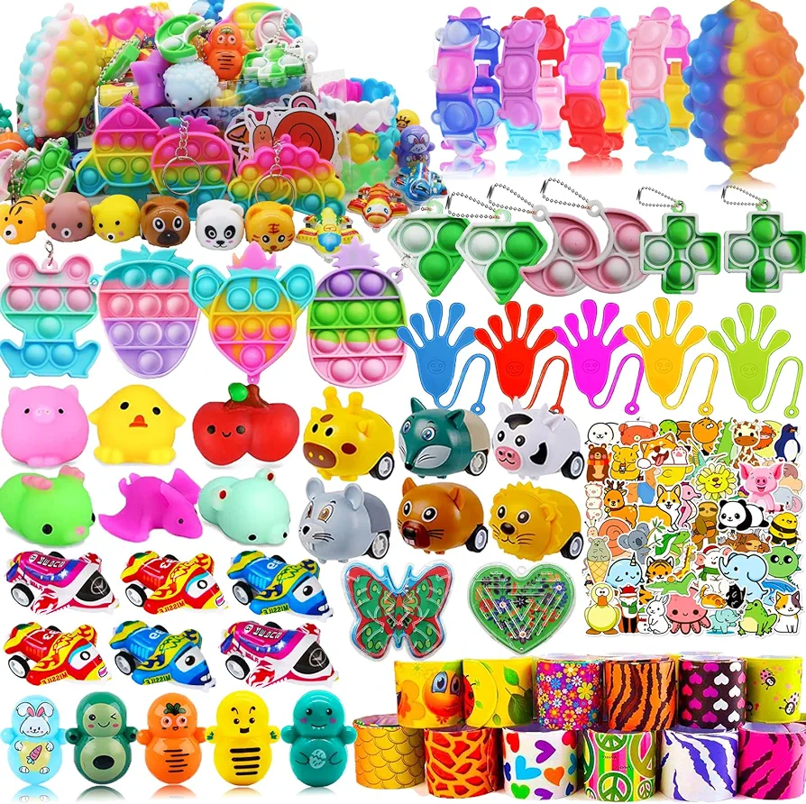 105 Pcs Pop Party Favors for Kids, Treasure Box Toys for Classroom Prizes, Pinata Stuffers, Goodie Bag Filler, Treasure Chest, Carnival Bulk Small Toys, Easter Basket Egg Fillers