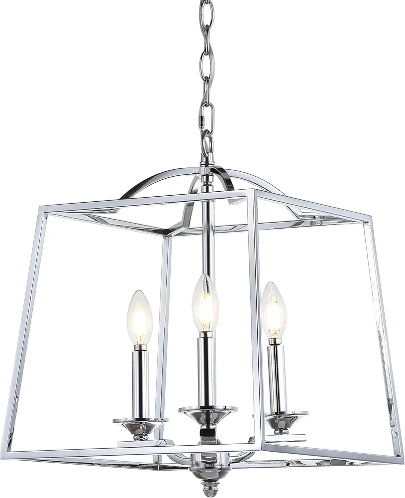 JONATHAN Y JYL7410A Gloria 14.5" 3-light Metal LED Pendant Traditional Classic Modern Industrial Farmhouse Dining Room Living Room Kitchen Foyer Bedroom Hallway, Chrome