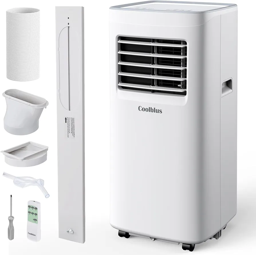 8500 BTU Portable Air Conditioners Cool Up to 360 Sq.Ft,3 IN 1 portable ac unit with Remote Control/LED Display/24Hrs Timer/Window Installation Kit & Screwdriver,White