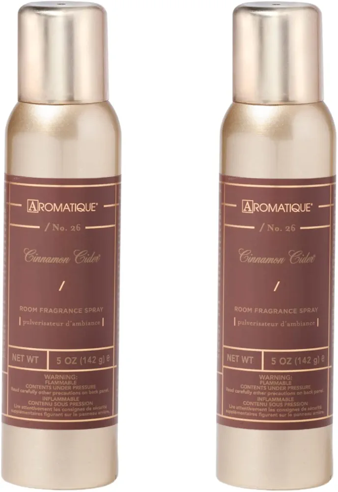 Aromatique Cinnamon Cider Aerosol Room Spray Set of 2 - Home Fragrance, Long Lasting Room Air Freshener Home Spray Deodorizer Nonstop Freshness Xmas Christmas Gifts Notes of Apple, Pear, Rose 5oz