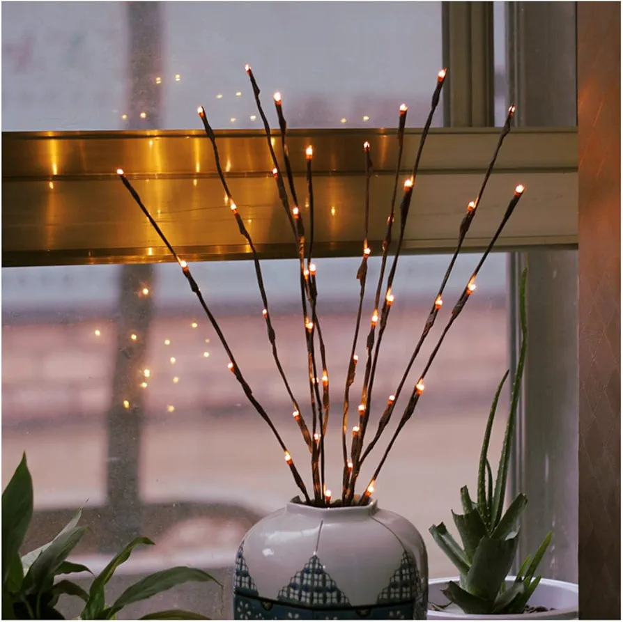 2 Pack Branch Lights - Led Branches Battery Powered Decorative Lights Tall Vase Filler Willow Twig Lighted Branch for Home Decoration Warm White - 29 Inches 20 LED Lights (Branches Light)