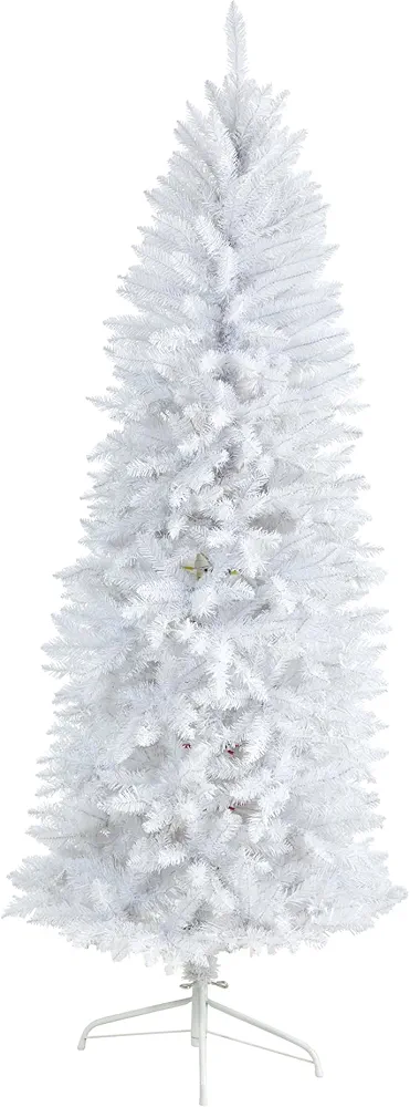 Nearly Natural 6ft. Slim White Artificial Christmas Tree with 743 Bendable Branches