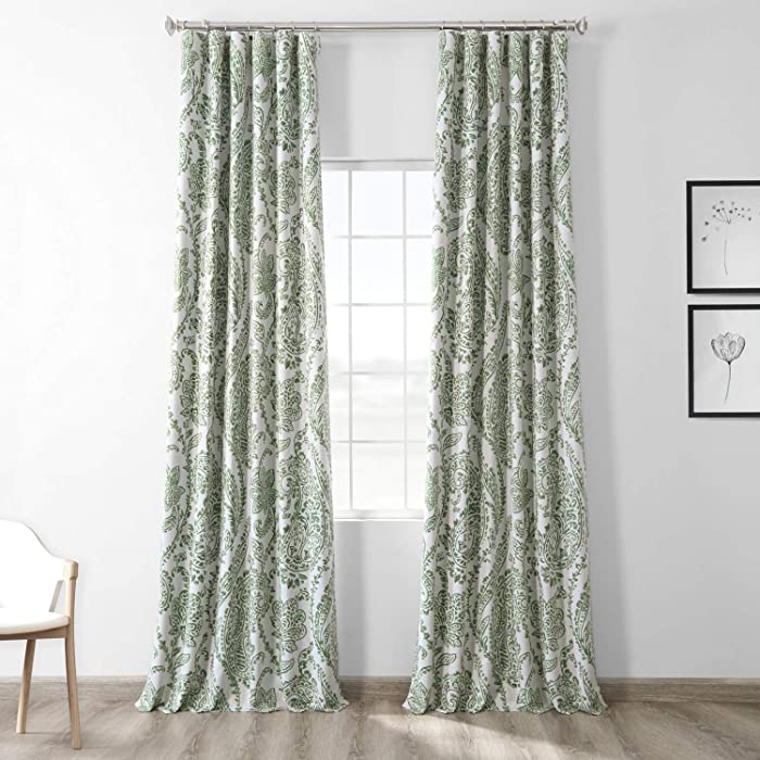 HPD Half Price Drapes Printed Room Darkening Curtain 50 X 96 (1 Panel), BOCH-KC16072B-96, Tea Time Green