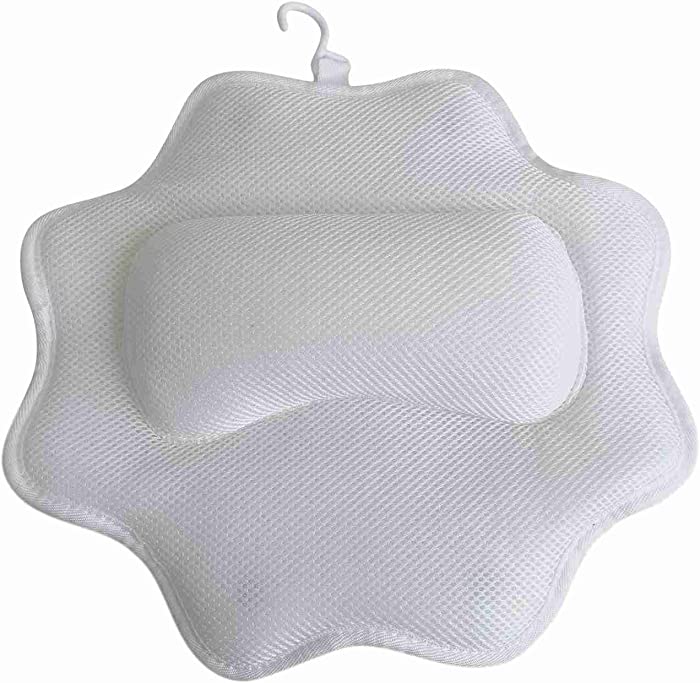 QBQBY Non Slip Bath Pillow Spa Bathtub Head & Neck Rest Support Permeable Quick Drying Air Mesh Tub Pillow for All Bathtub Hot Tub Jacuzzi and Spa