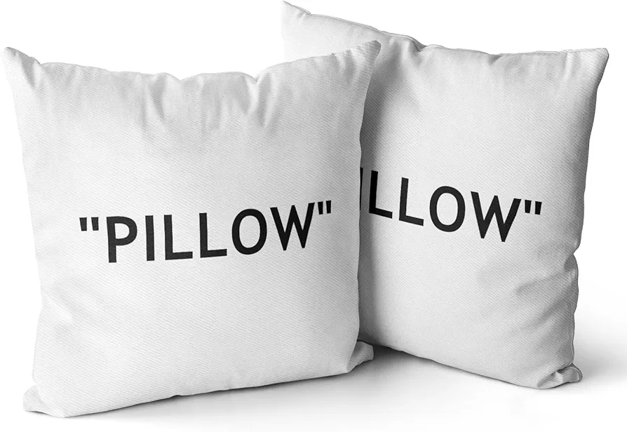 Hypebeast Room Decor,Off White Inspired Pillow Quotation Decorative Set of 2 Throw Pillow Cover,Sneakerhead Decor,Square Cushion Case for Home Sofa Couch Decoration 18"×18"