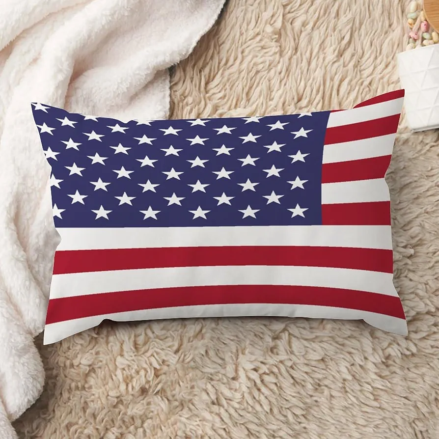 United_States of America National Flag Throw Pillow Covers 16x26in United_States of America Country City Souvenir Pillow Cases Patriotic Pillowcase Decor for Sofa Living Room Bedroom