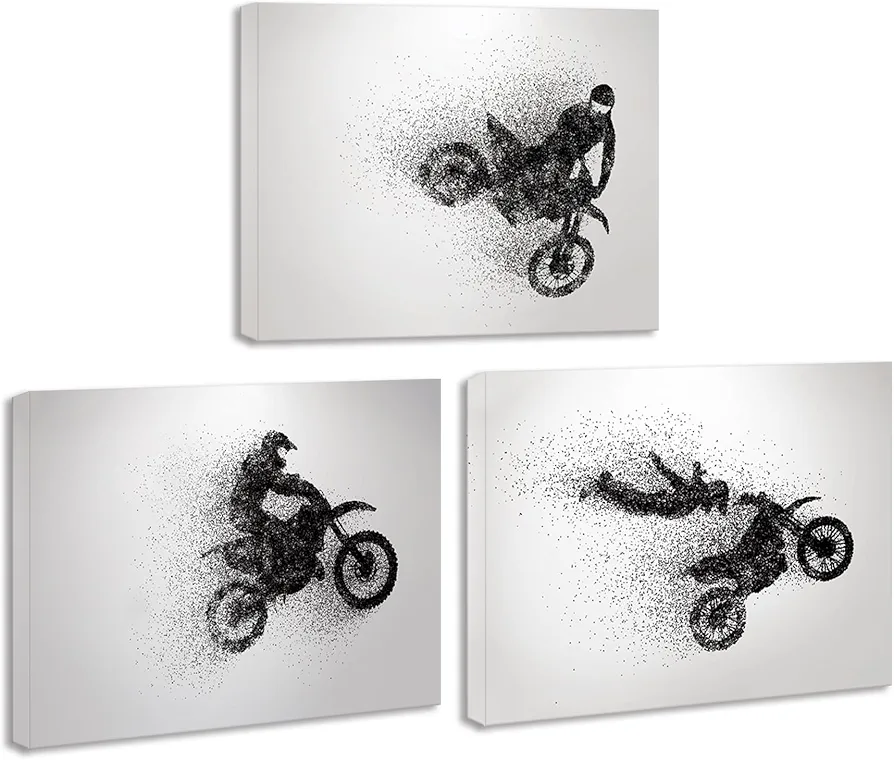 Motocross Wall Art Canvas Prints, Framed Motocross Posters, Motocross Room Decor For Men Kids Teenagers, Motocross Poster Set For Bedroom Man Cave, Motocross Wall Decor, Motocross Posters