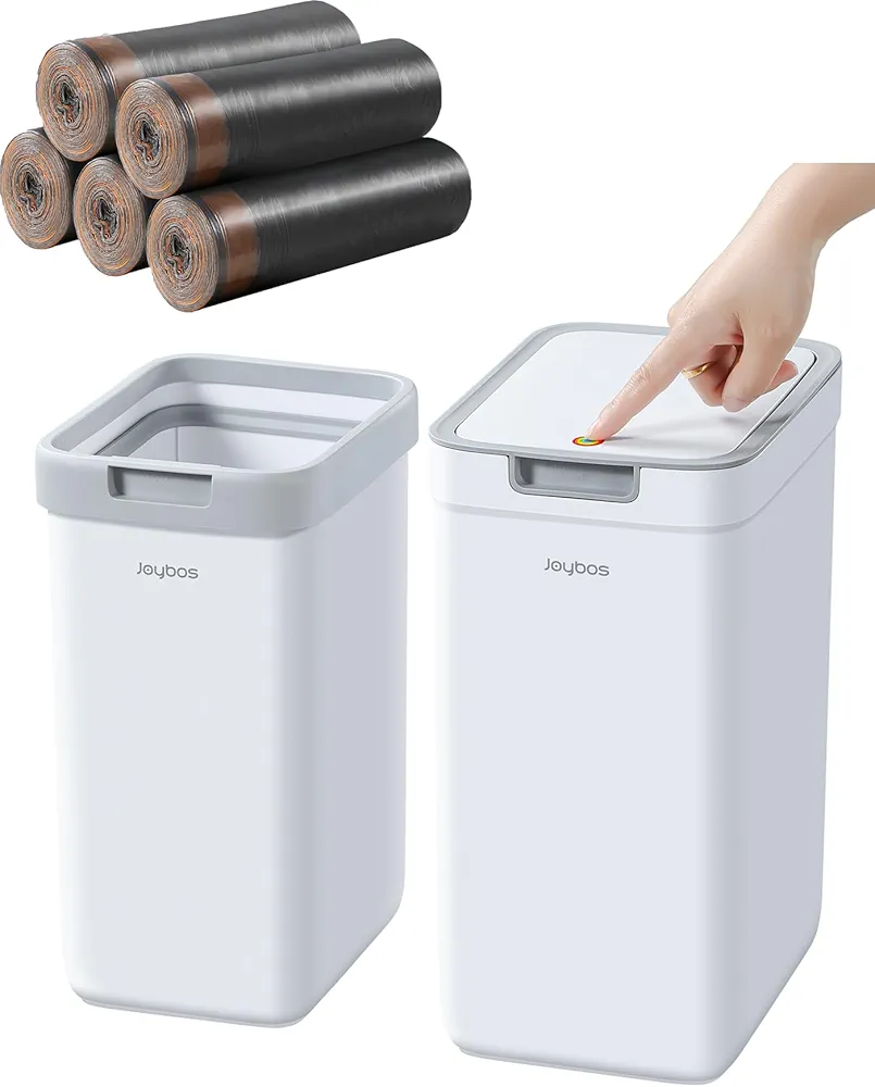 funest S02 2 Pack Small Trash Cans with 75 Counts 3-4 Gallon Garbage Bags