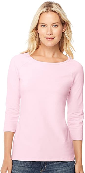 Hanes Women's Stretch Cotton Raglan Sleeve Tee