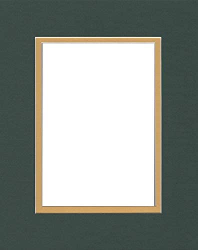 20x24 Double Acid Free White Core Picture Mats Cut for 16x20 Pictures in Pine Green and Maize Yellow