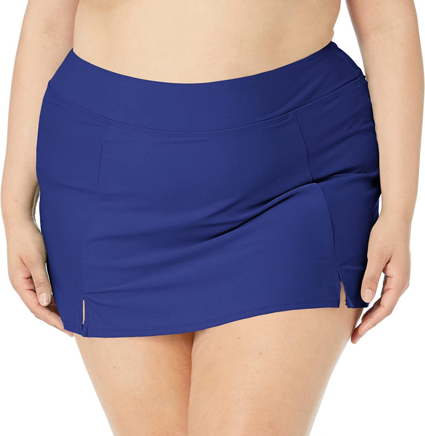 Maxine Of Hollywood Women's Plus-Size Side Slit Swim Skirt Swimsuit