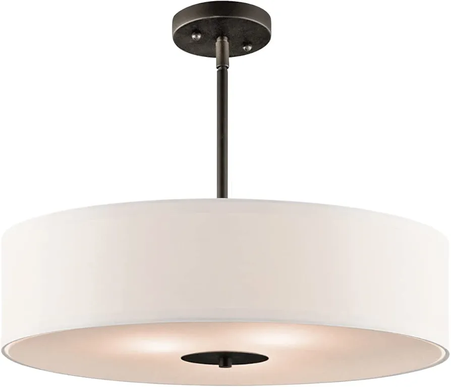 Kichler 42121OZ Semi Flush Drum Pendant Lighting, Bronze 3 -100 Watts Light (20" W x 12" H)